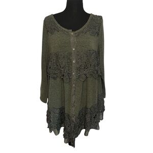 Pretty Angel Sz M Lace Ruffle Cardigan boho Whimsigoth Fairy Romantic Cottagecor